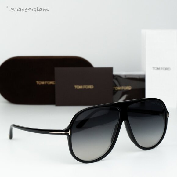 Tom Ford Women Sunglasses Black Gradient Smoke Pilot FT0998/S 01B NEW AUTHENTIC - Picture 1 of 12